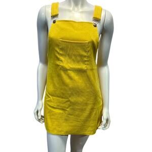 SHEIN Yellow Corduroy Overall Dress Jumper Size M